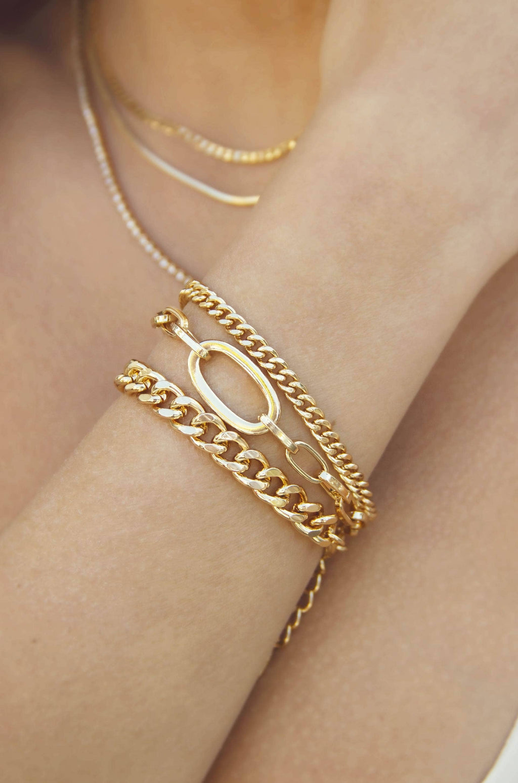 Chain Game 18k Gold Plated Bracelet Set of 3 - Ettika