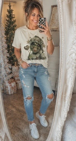 Leopard Rhinestone Grinch Tee