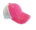 Engraved Sorry About My Husband Women's Ponytail Hat: Hot Pink / Pink