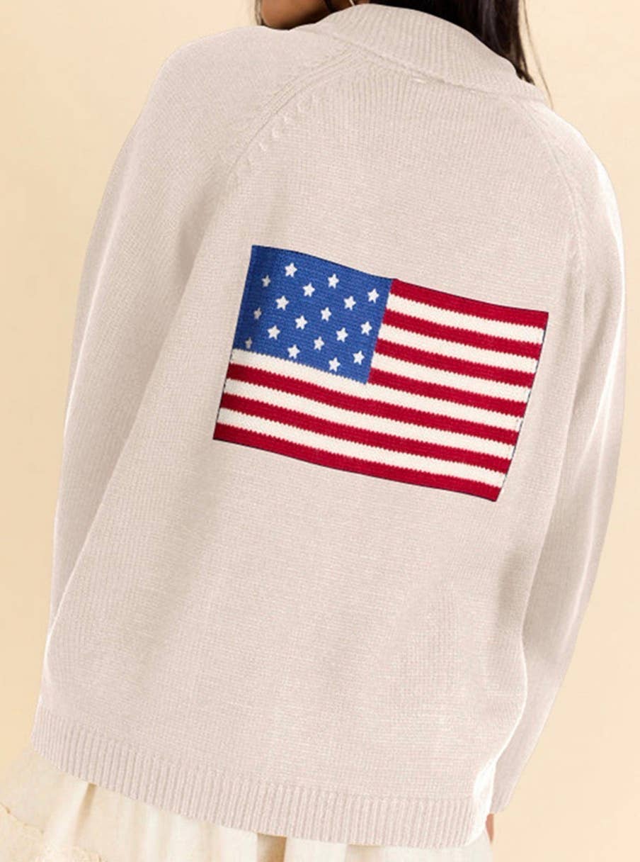 American Flag Cardigan Sweater