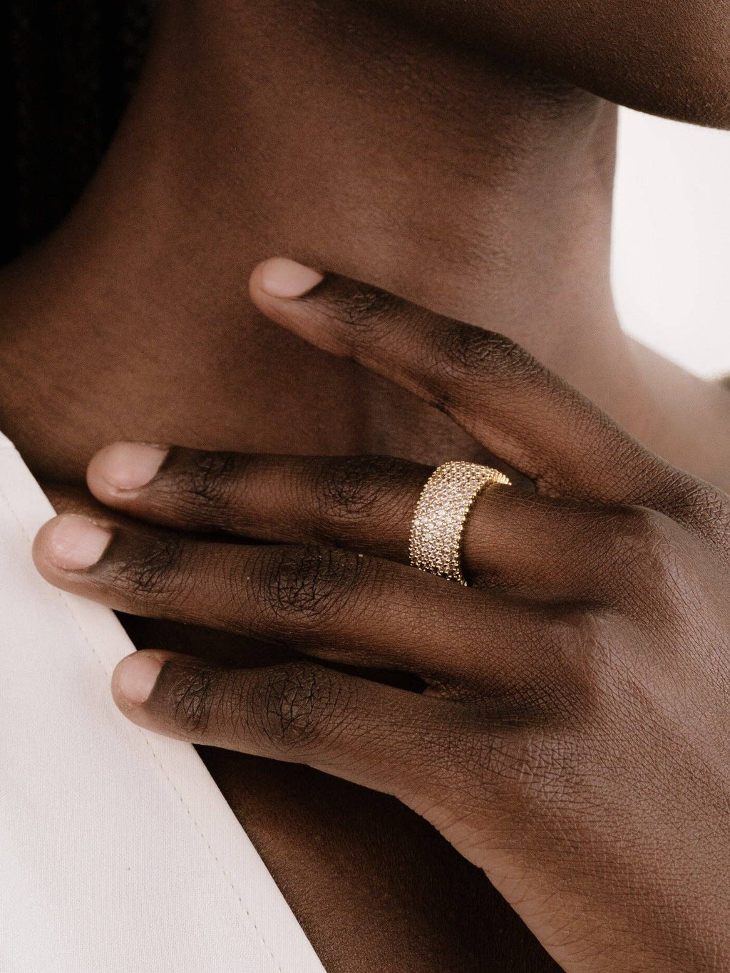 Crystal Thick Band Ring -Ettika