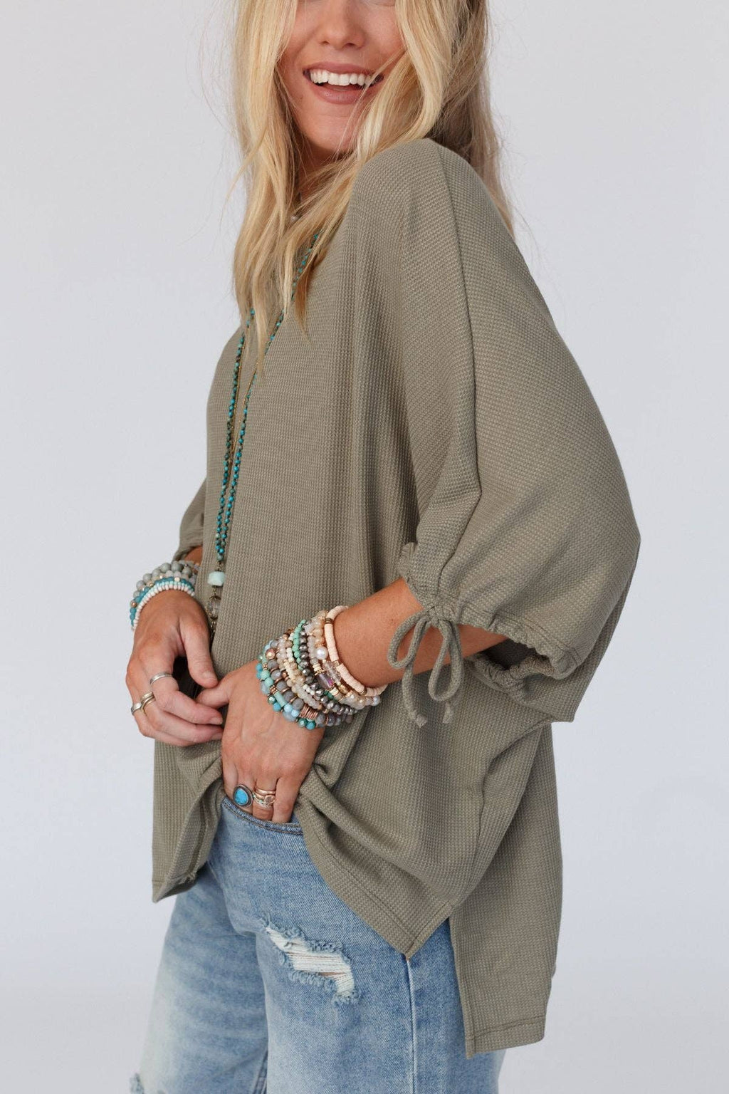 Little Lark Puff Sleeve Tee - Olive - Three Bird Nest