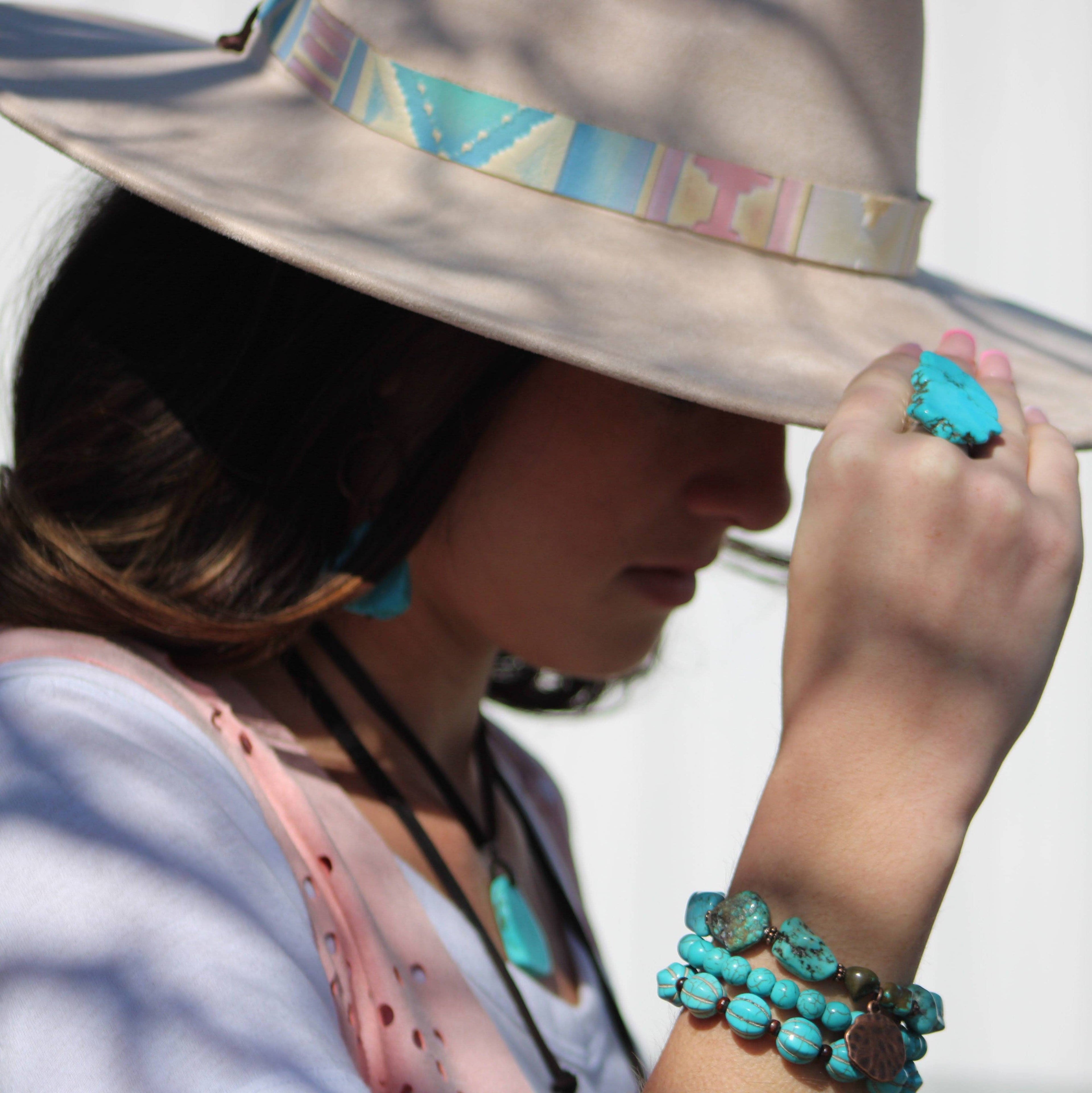 **Turquoise Blue Melon Beaded Stretch Bracelet - The Jewelry Junkie