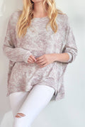Oversize Mineral Washed Front Neck Detail Top