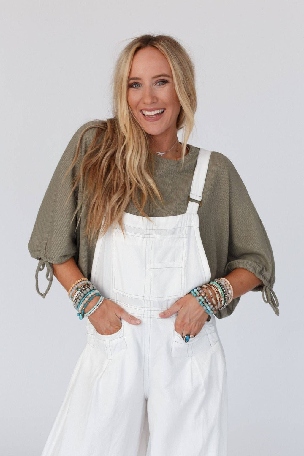 Little Lark Puff Sleeve Tee - Olive - Three Bird Nest