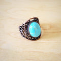 The Carolina Sky Blue Turquoise Ring in Antique Copper