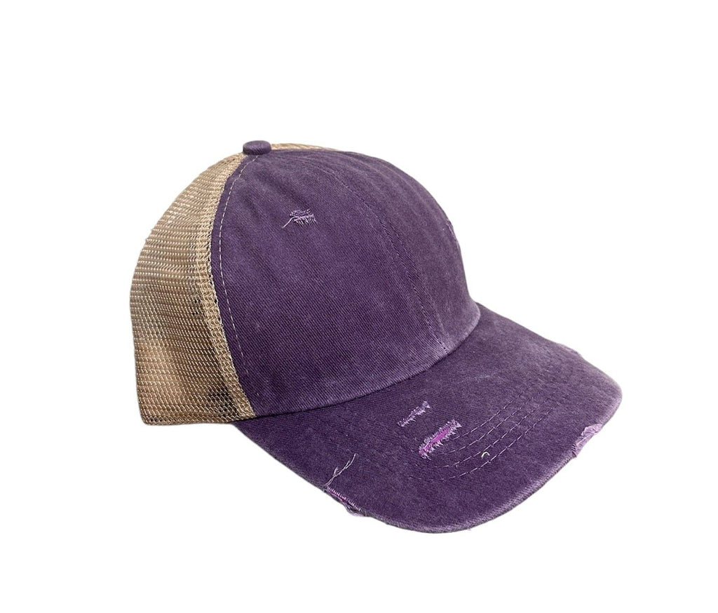 Engraved Sorry About My Husband Women's Ponytail Hat: Grey / Pink