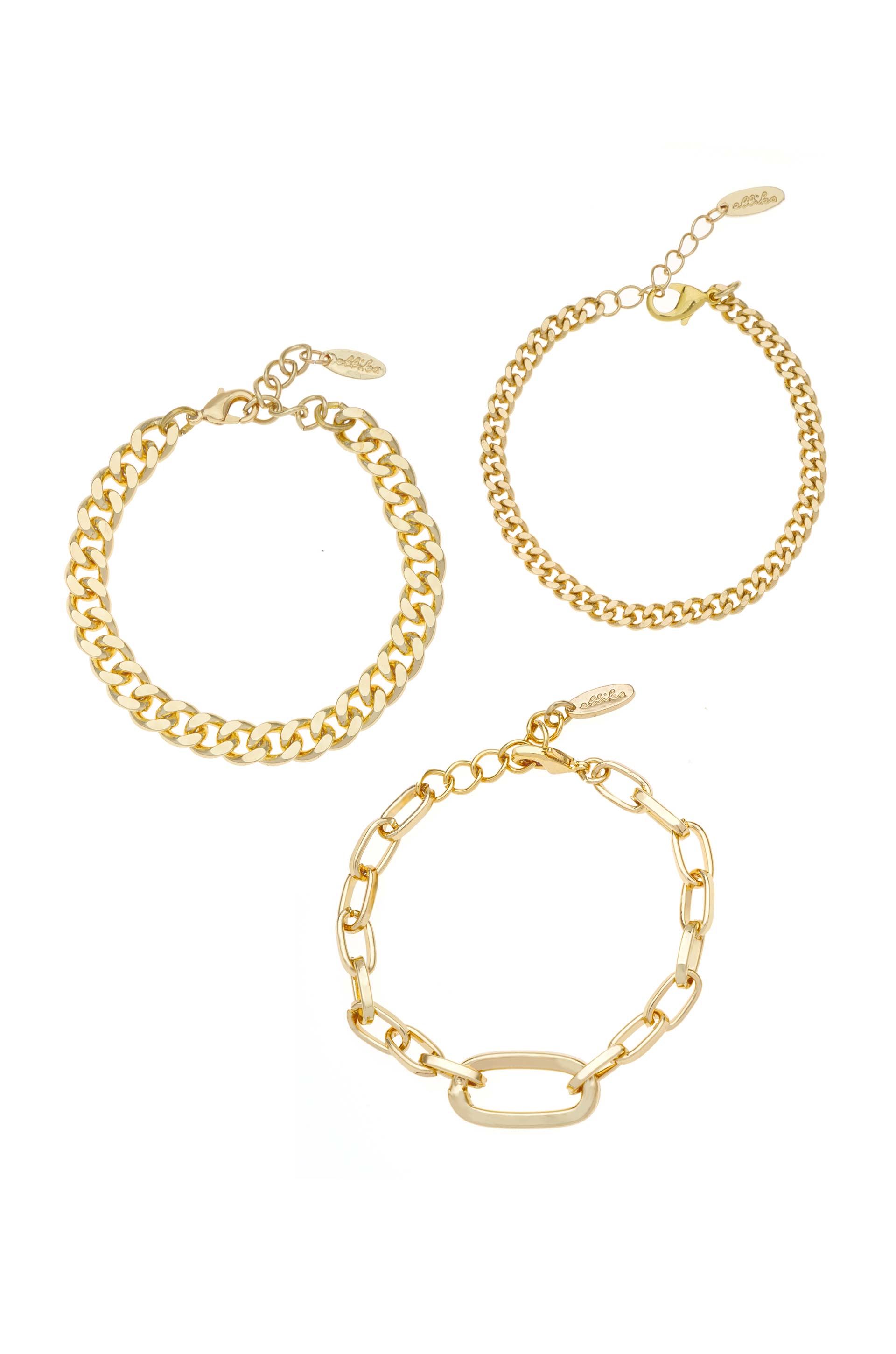 Chain Game 18k Gold Plated Bracelet Set of 3 - Ettika