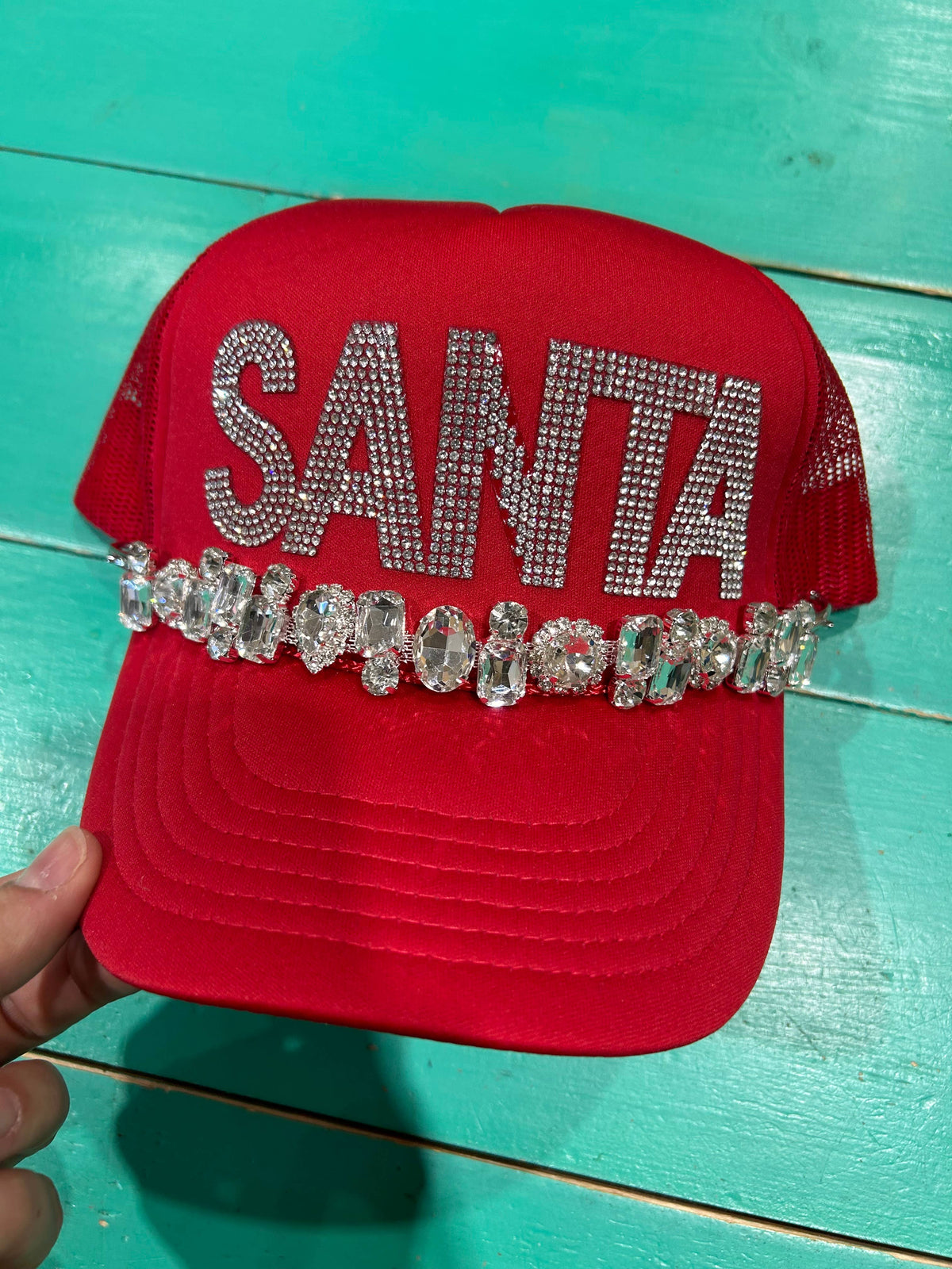 Rhinestone SANTA Trucker | Christmas Hat | Merry Cap