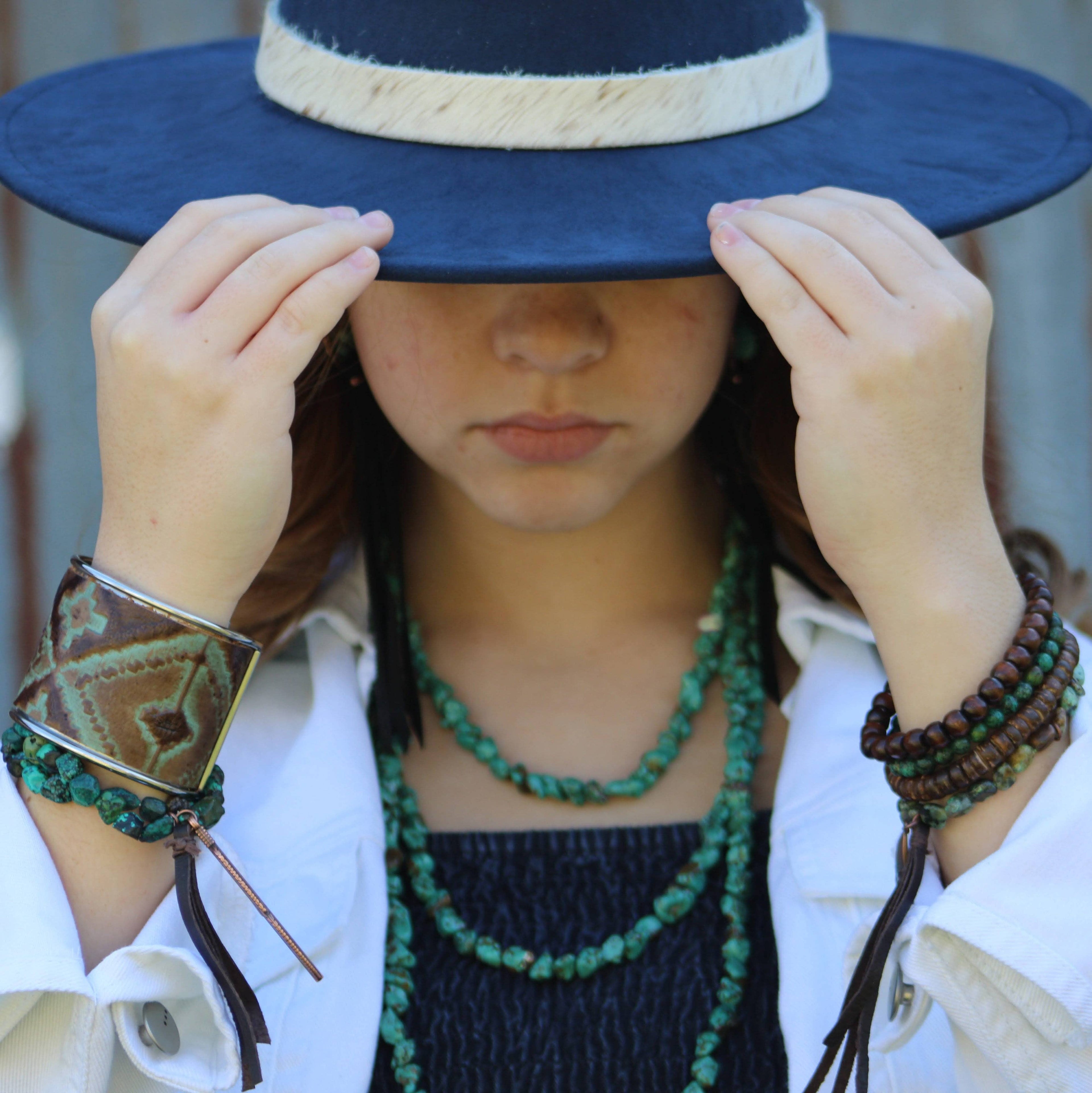 The Blue Ridge African Turquoise Beaded Stretch Bracelet