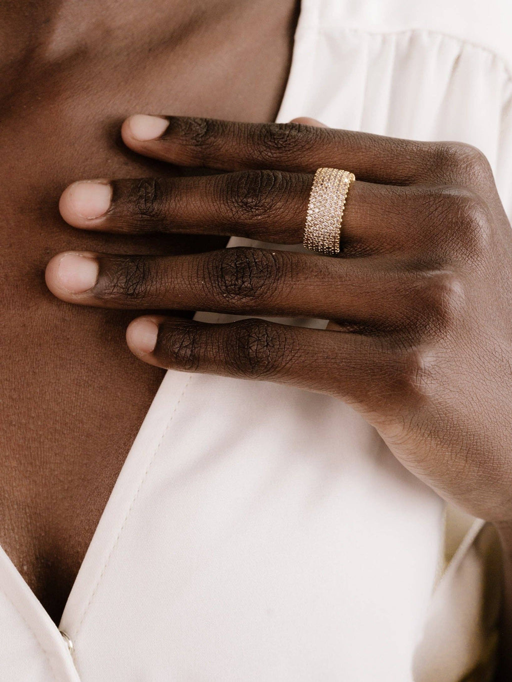 Crystal Thick Band Ring -Ettika