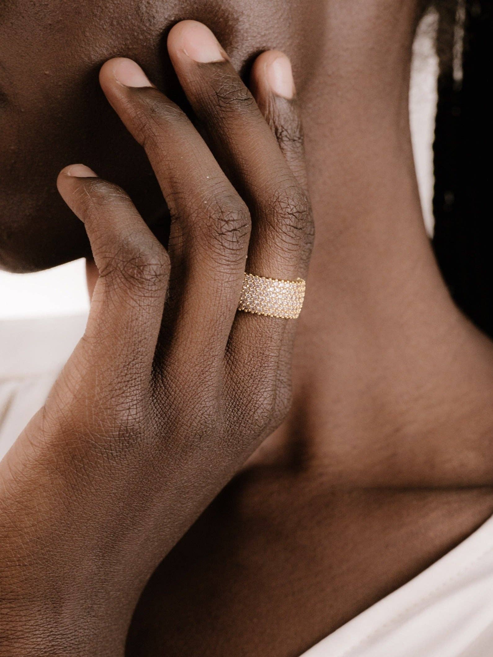 Crystal Thick Band Ring -Ettika