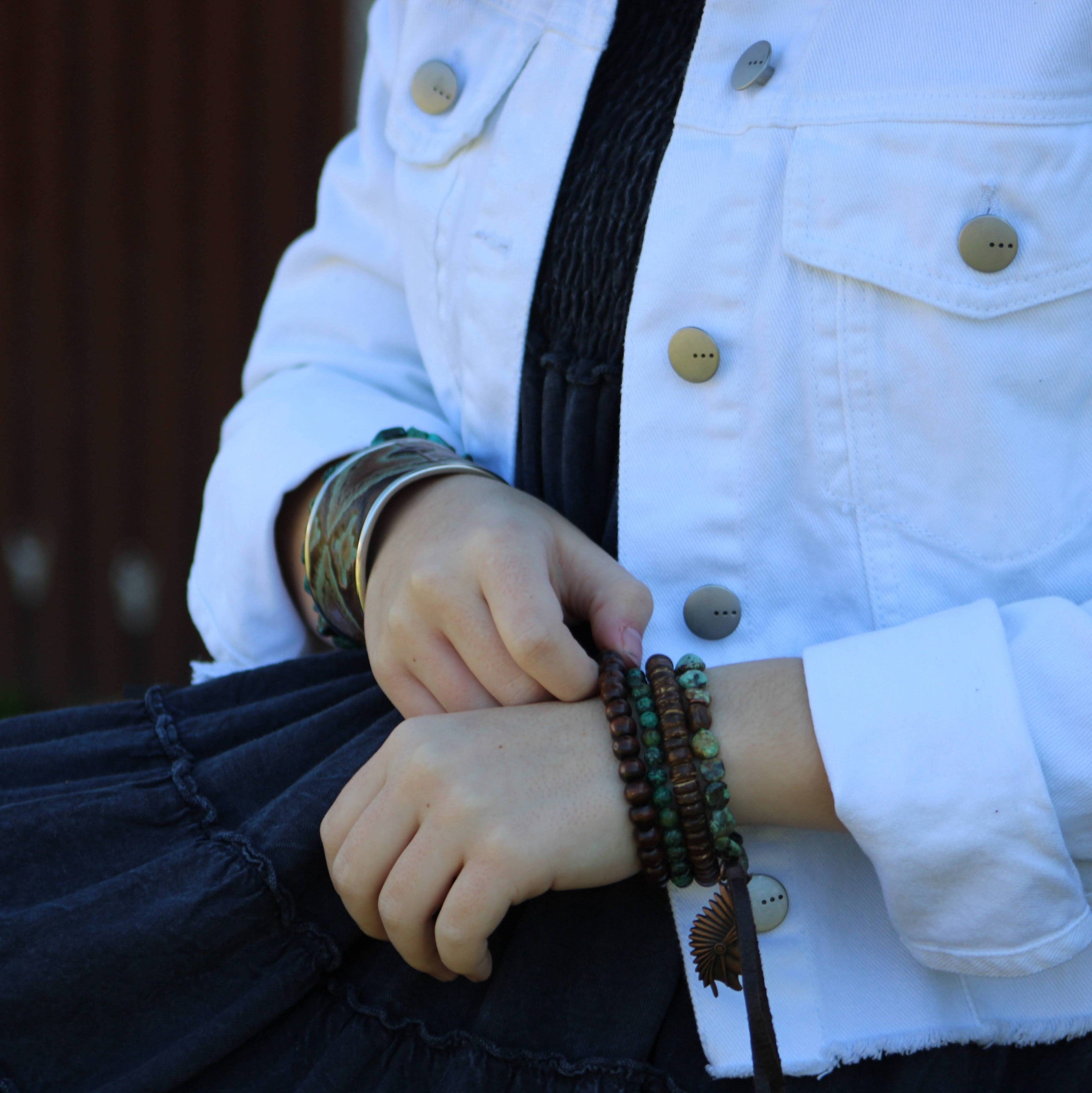 The Blue Ridge African Turquoise Beaded Stretch Bracelet