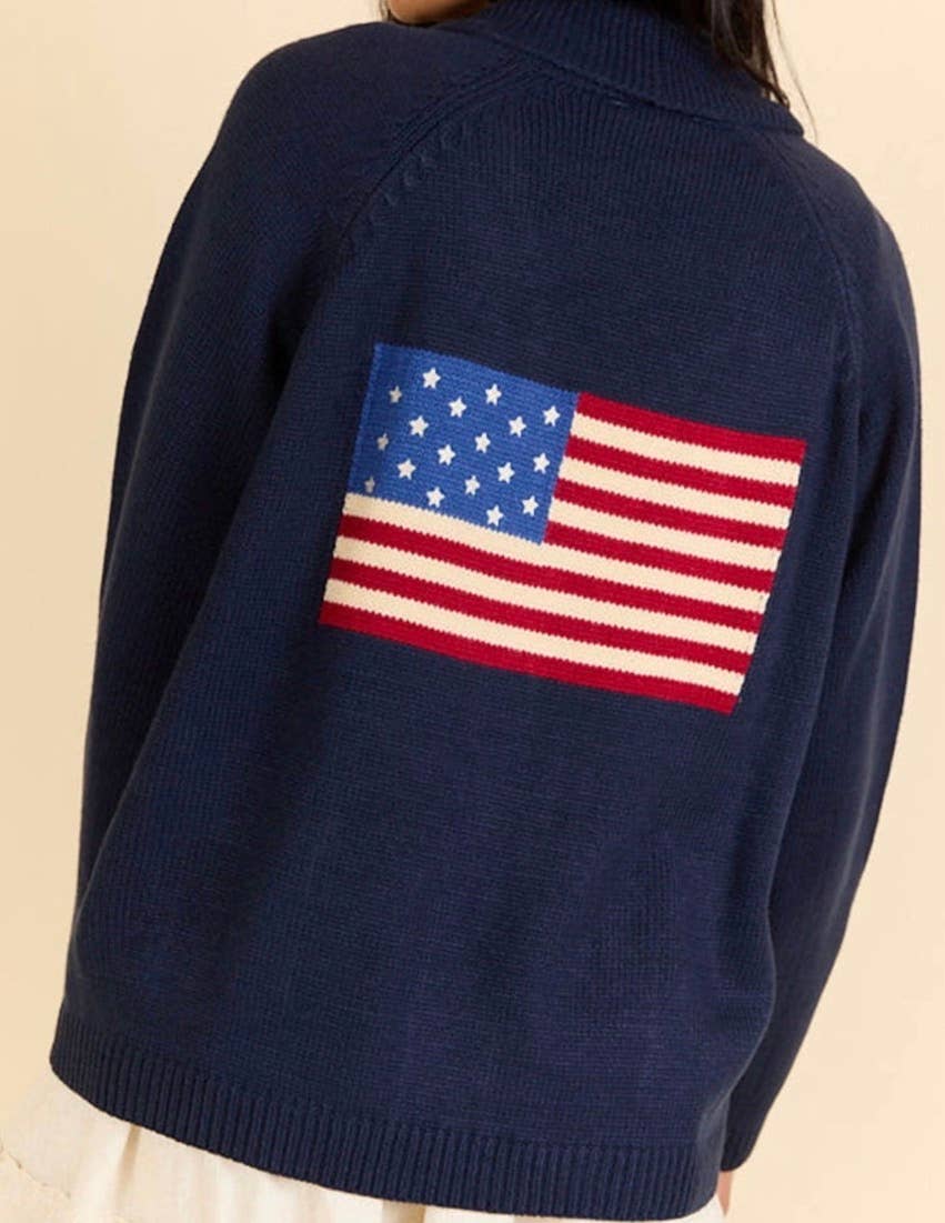 American Flag Cardigan Sweater