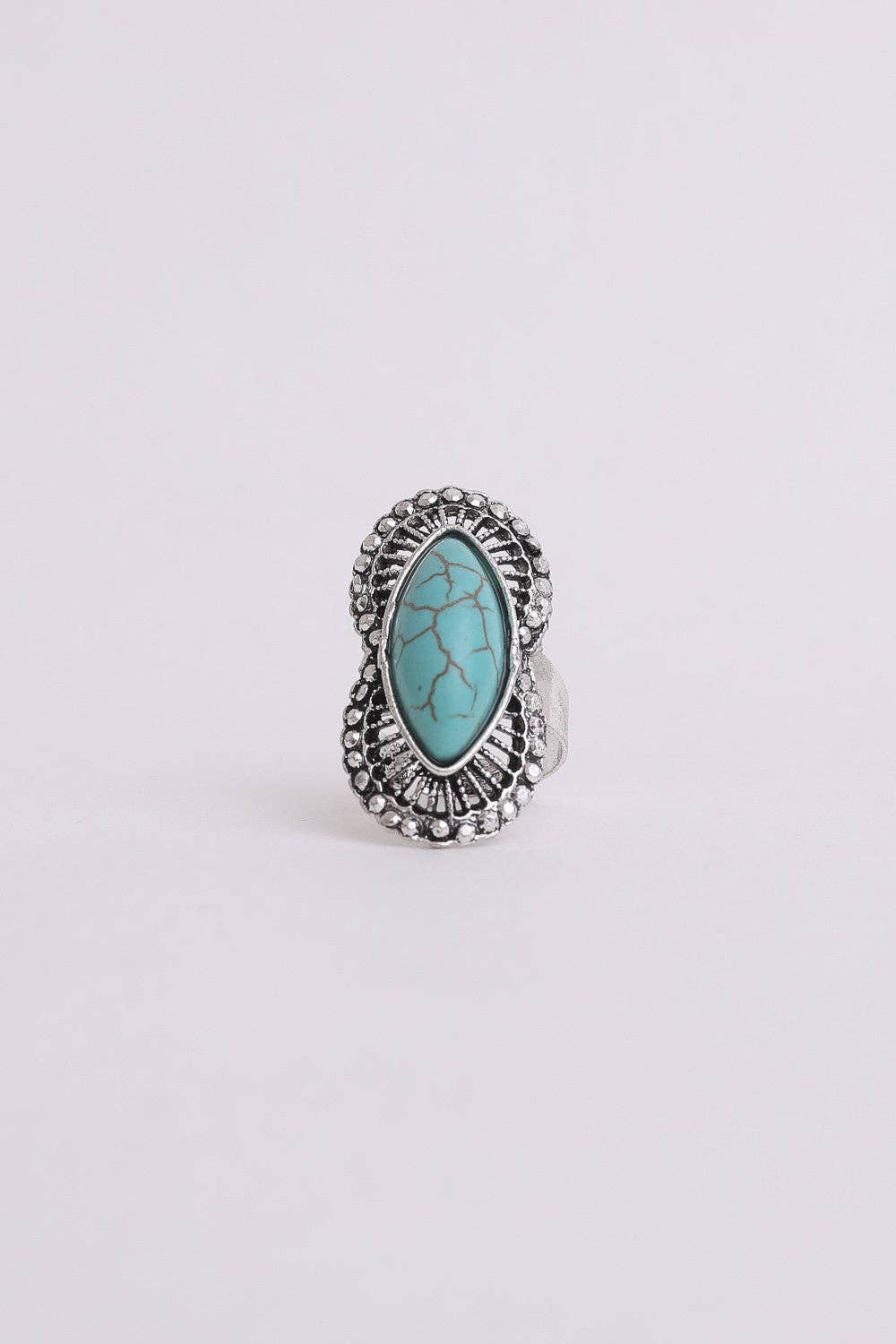 Go West Adjustable Turquoise Ring - Silver