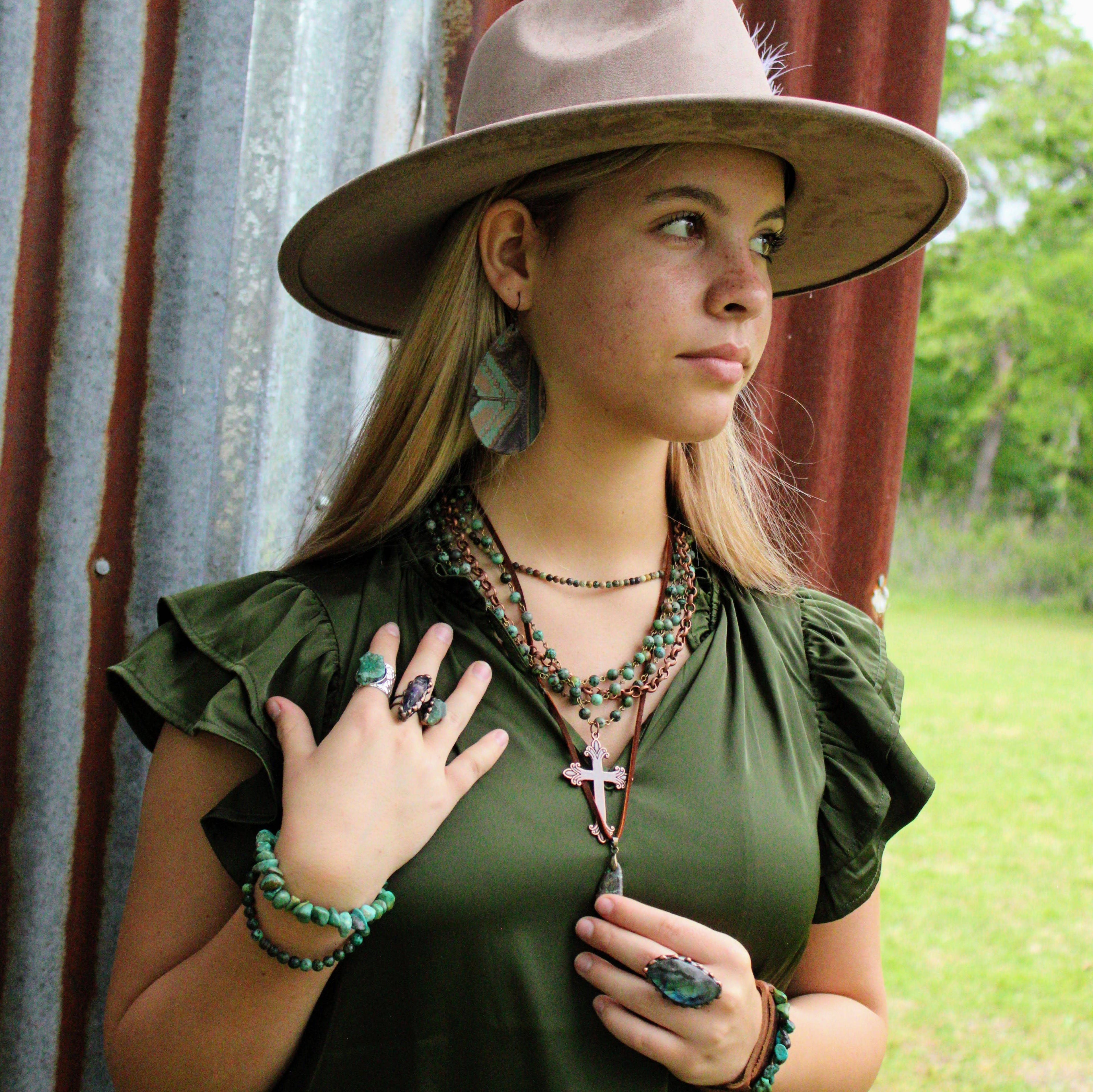 The Midnight Mesa Genuine Labradorite Ring set in Antique Copper