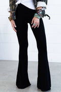 Cher Solid Raw Edge Flare Pant - Black - Three Bird Nest