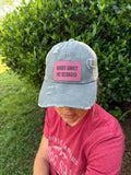 Engraved Sorry About My Husband Women's Ponytail Hat: Grey / Pink