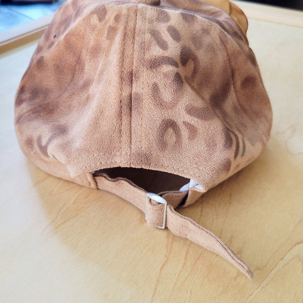 Hand-Painted Leopard Suede Baseball Cap w/ Flowers - The Jewelry Junkie