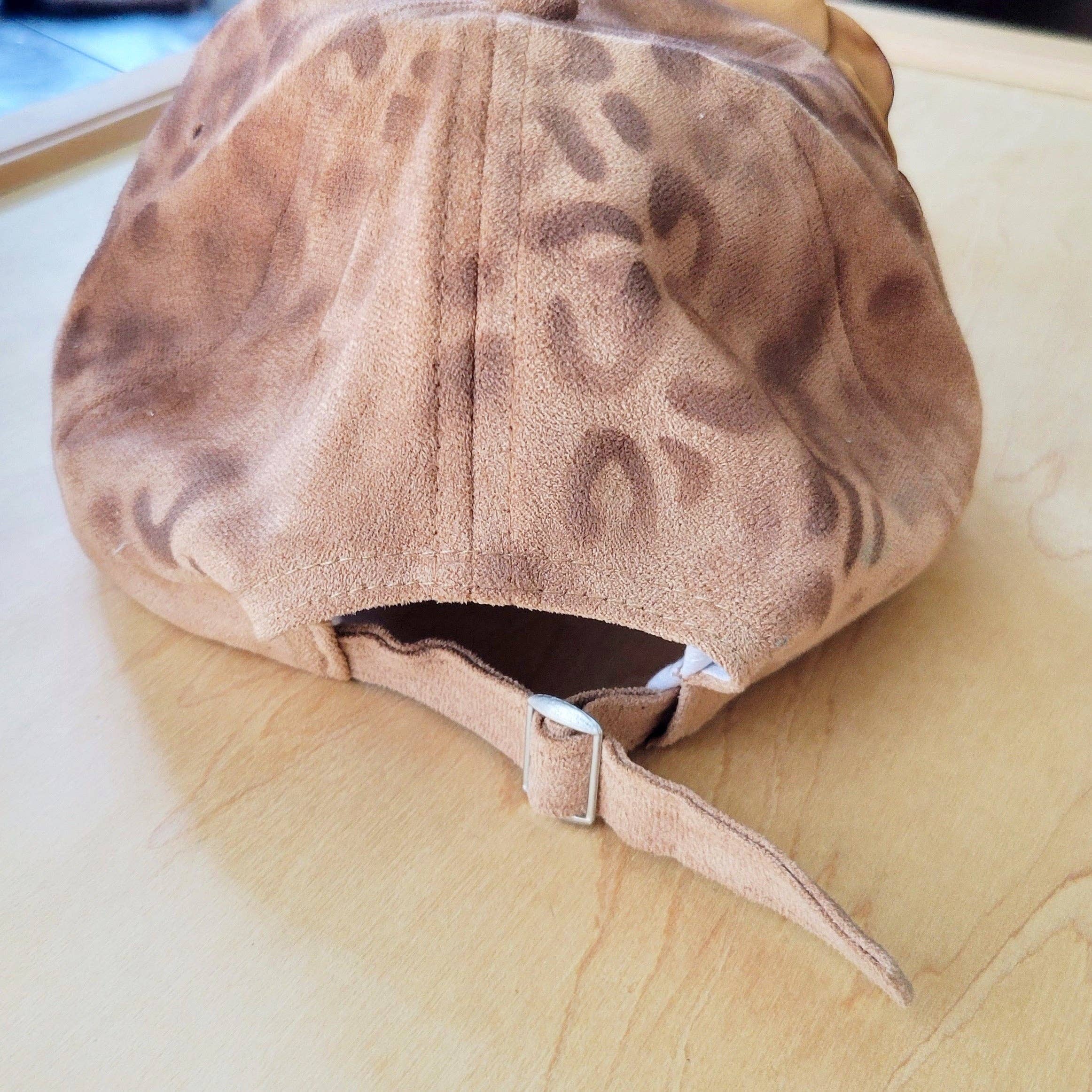 Hand-Painted Leopard Suede Baseball Cap w/ Flowers - The Jewelry Junkie