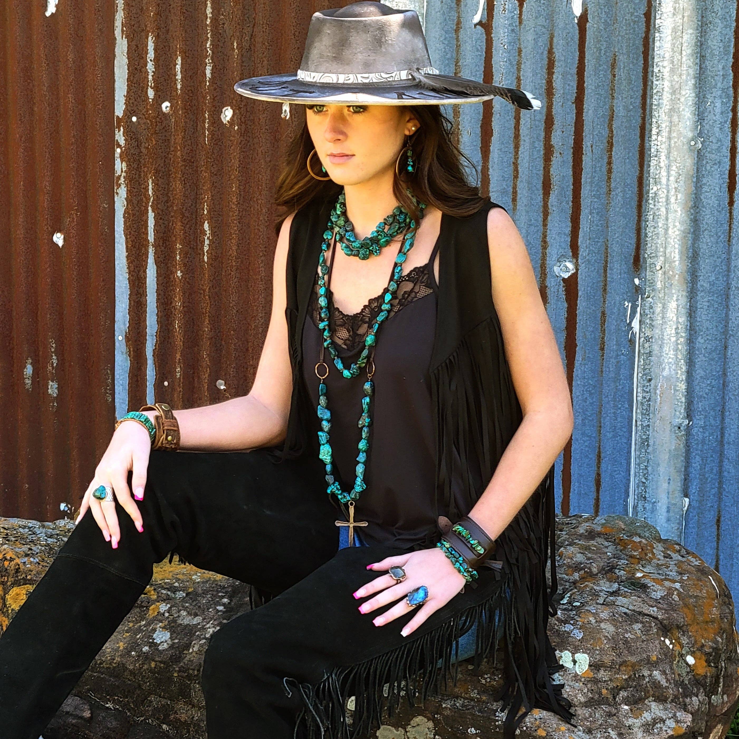 The Midnight Mesa Genuine Labradorite Ring set in Antique Copper