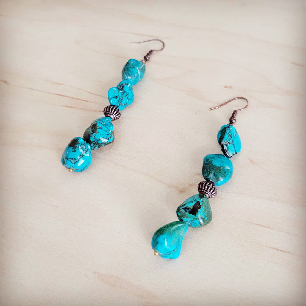 Stacked Turquoise and Copper Earrings 219f
