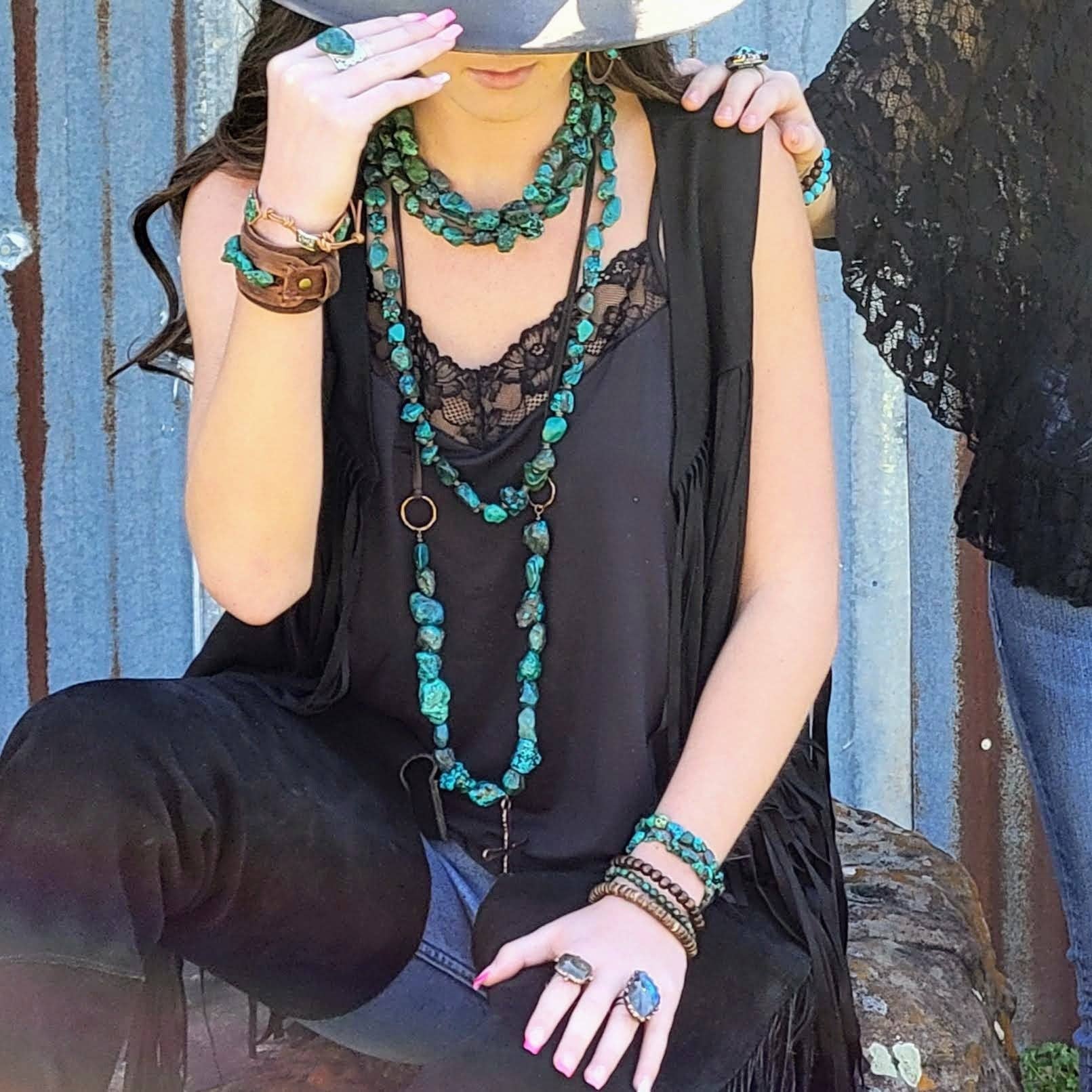 The Blue Ridge African Turquoise Beaded Stretch Bracelet