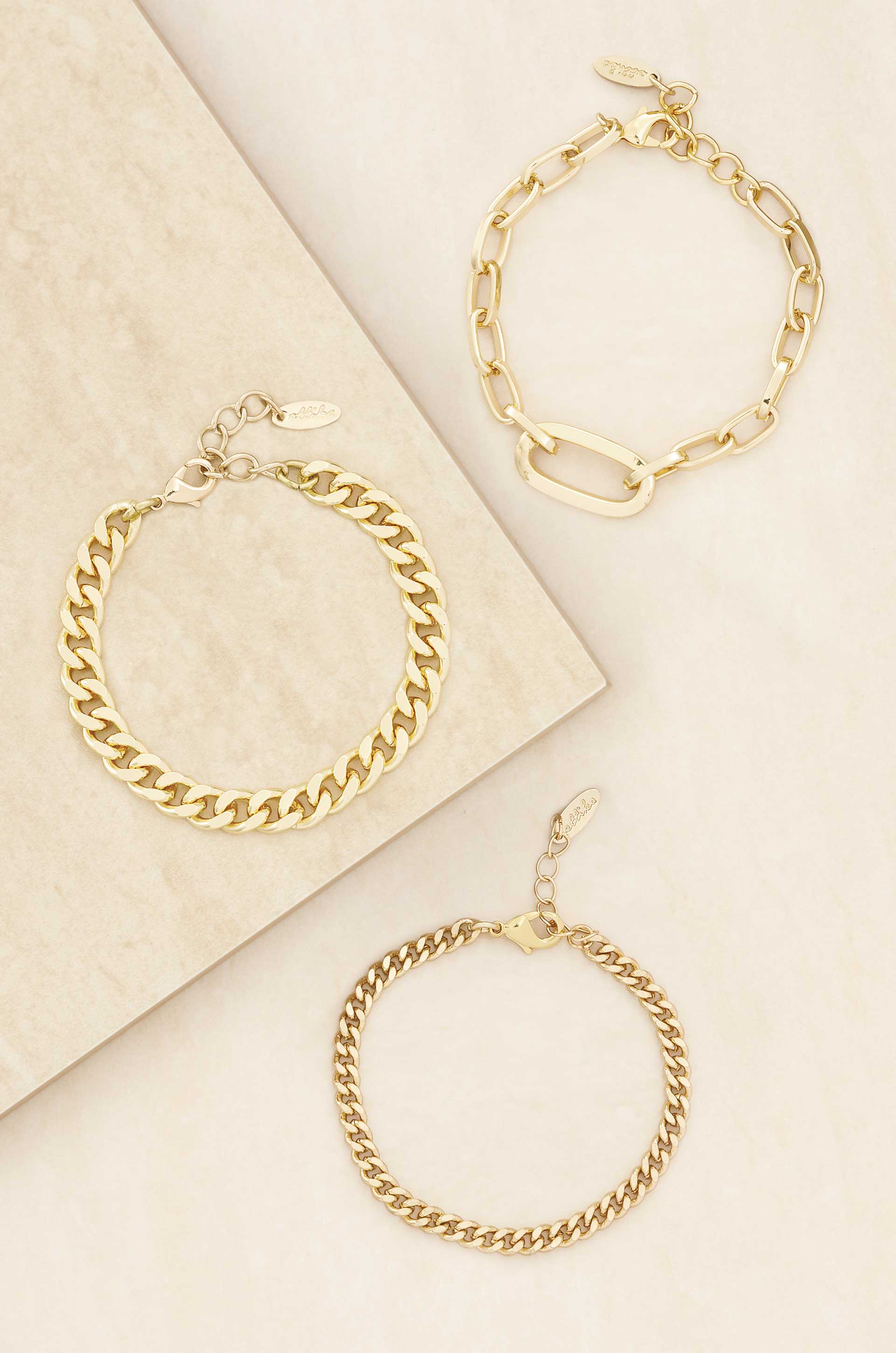 Chain Game 18k Gold Plated Bracelet Set of 3 - Ettika