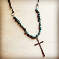Natural Turquoise Beaded Necklace wi/ Copper Cross Pendant - The Jewelry Junkie