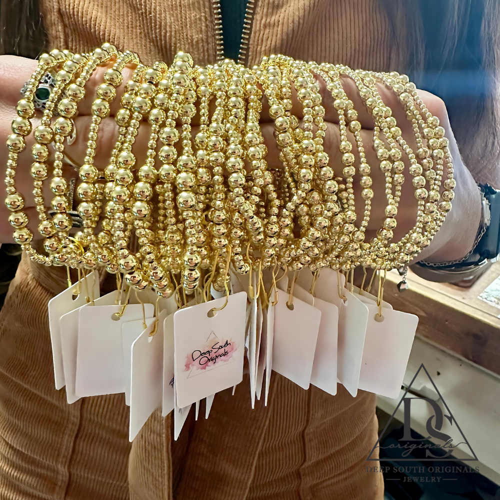 The Grace Gold Beaded Stretch Bracelet