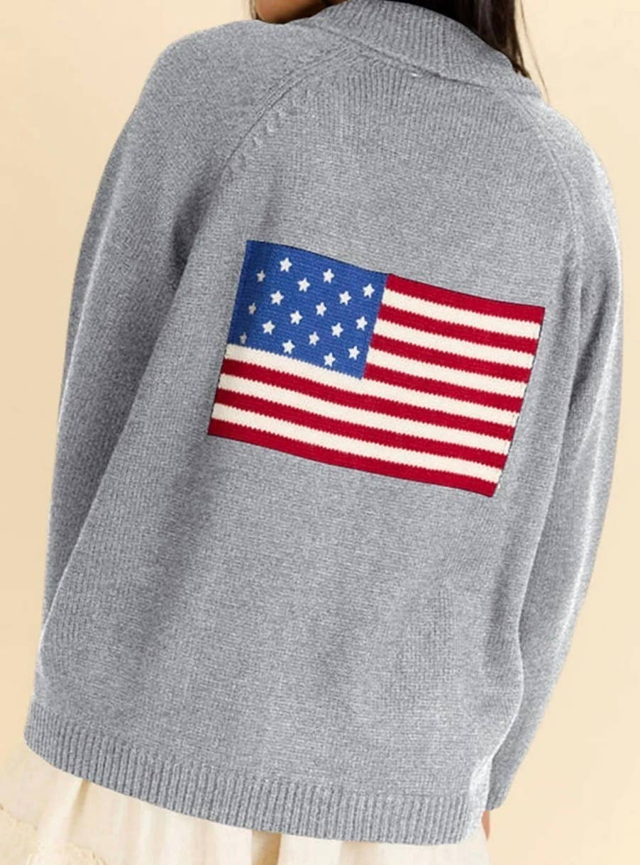 American Flag Cardigan Sweater