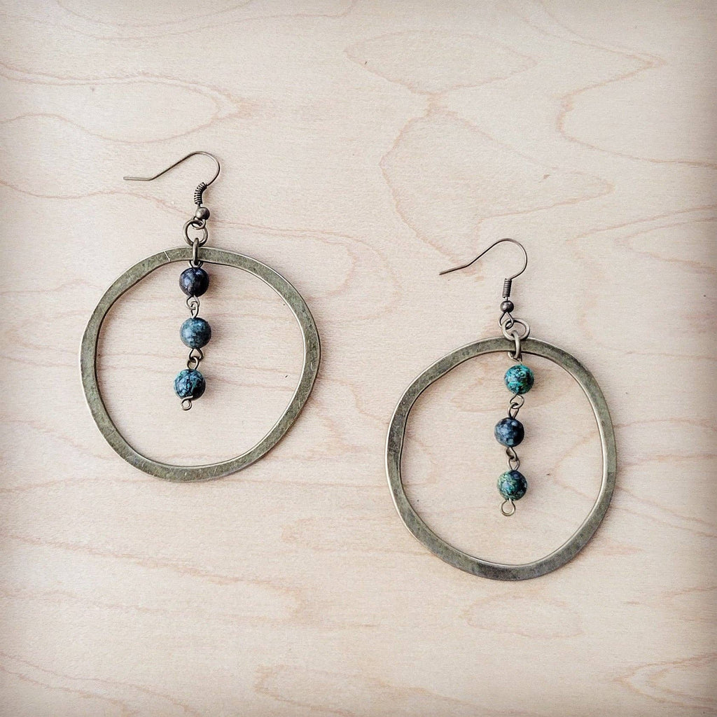 The Blue Ridge African Turquoise and Copper Hoop Earrings