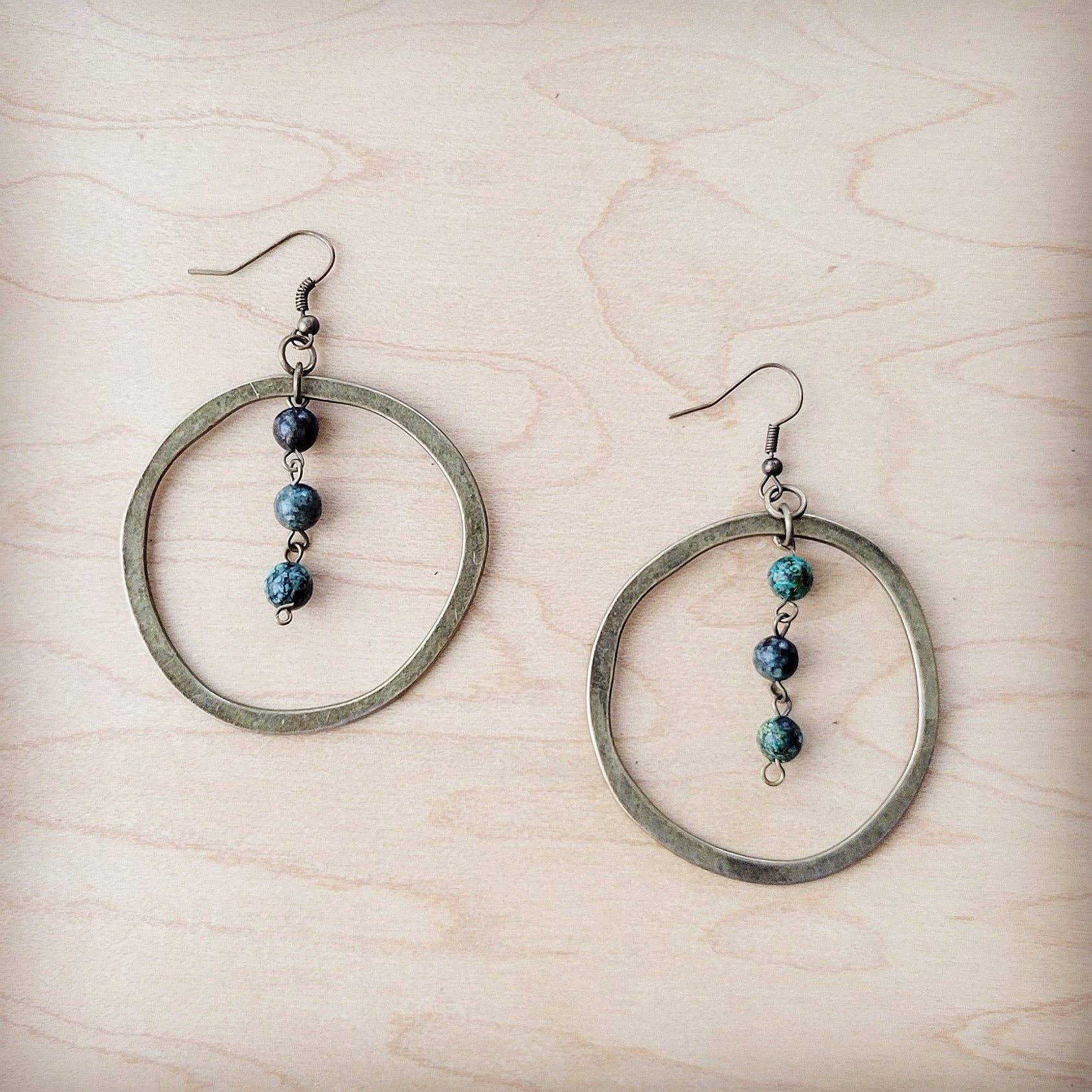 The Blue Ridge African Turquoise and Copper Hoop Earrings